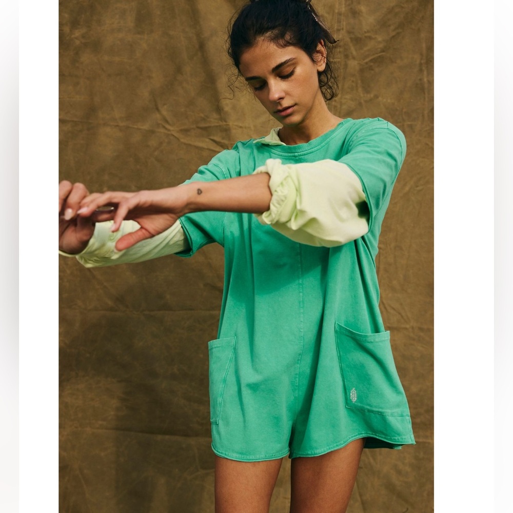 NEW Free People Movement Hot Shot Tee Romper *Flaw* - Picture 2 of 9